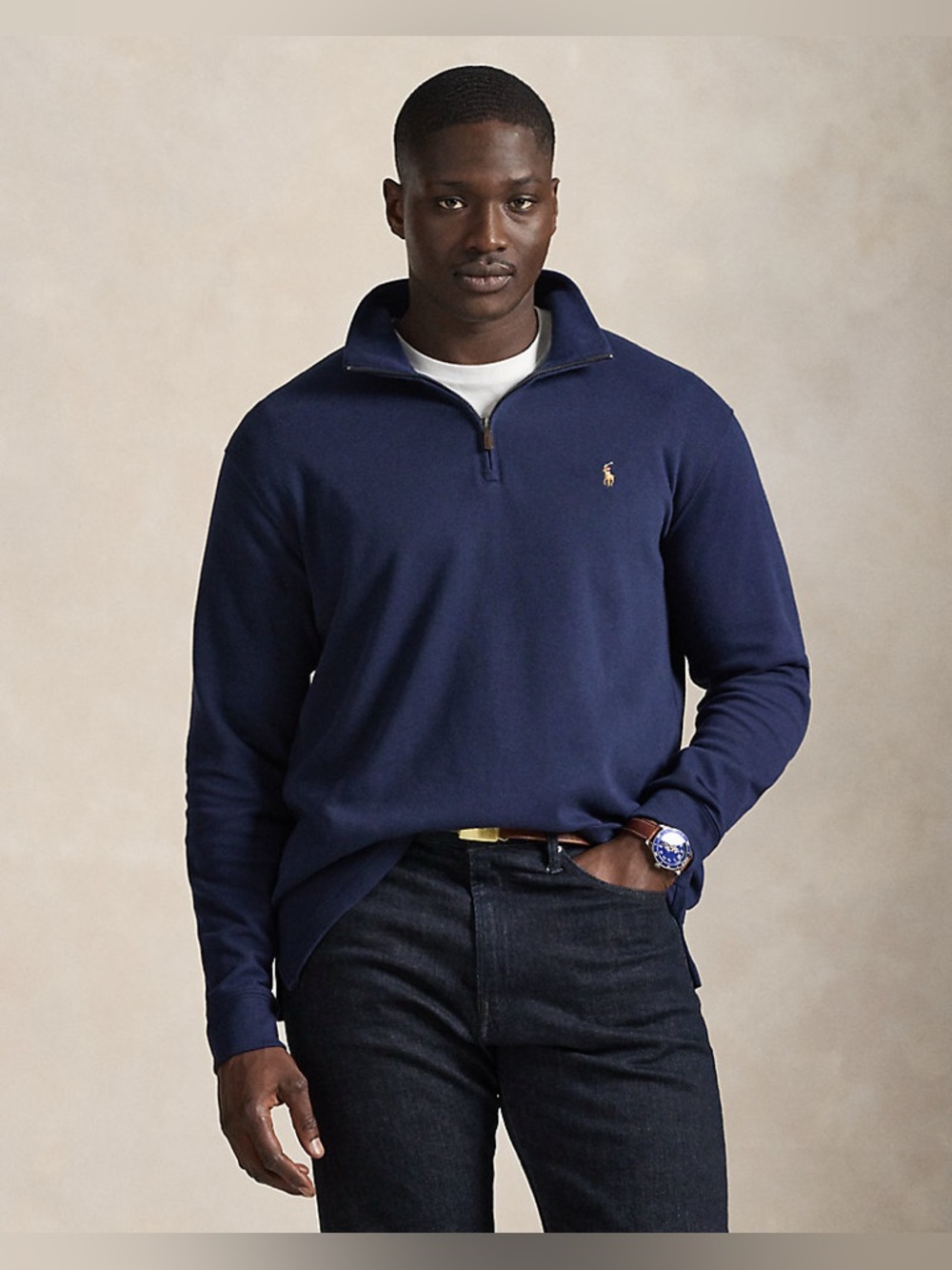 RALPH LAUREN Estate-Rib Quarter-Zip Pullover XL